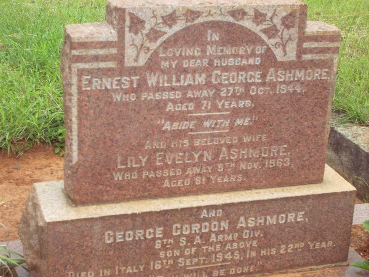 ASHMORE Ernest William George -1944 &amp; Lily Evelyn -1963