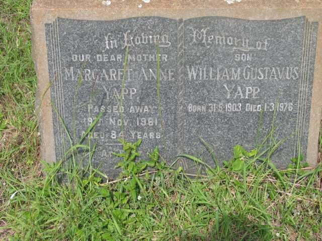 YAPP William Gustavus 1903-1976 &amp; Margaret Anne -1981