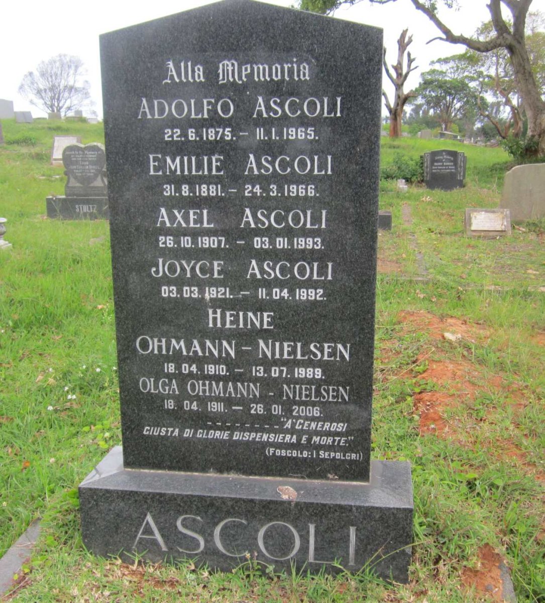 ASCOLI Adolfo 1875-1965 &amp; Emilie 1881-1966