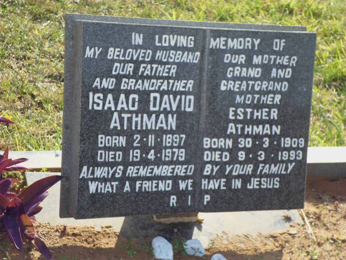 ATHMAN Isaac David 1897-1979 &amp; Esther 1909-1993