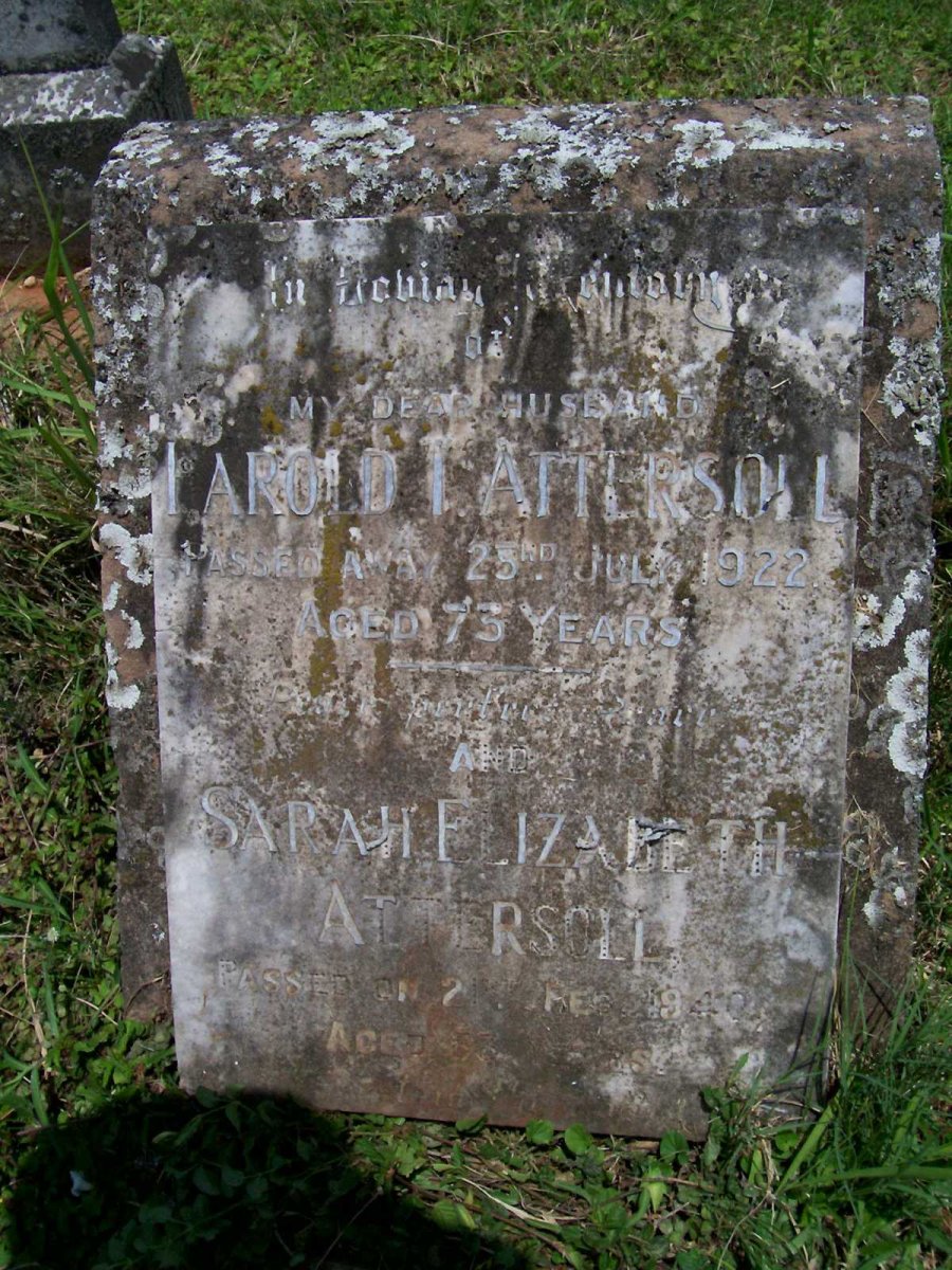 ATTERSOLL Harold Thomas -1922 &amp; Sarah Elizabeth -1940