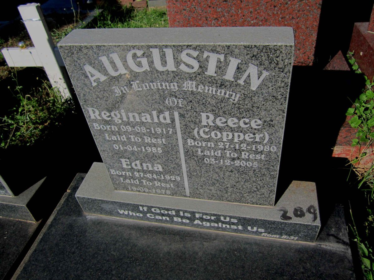 AUGUSTIN Reginald 1917-1985 &amp; Edna 1929-1978 :: AUGUSTIN Reece 1980-2005