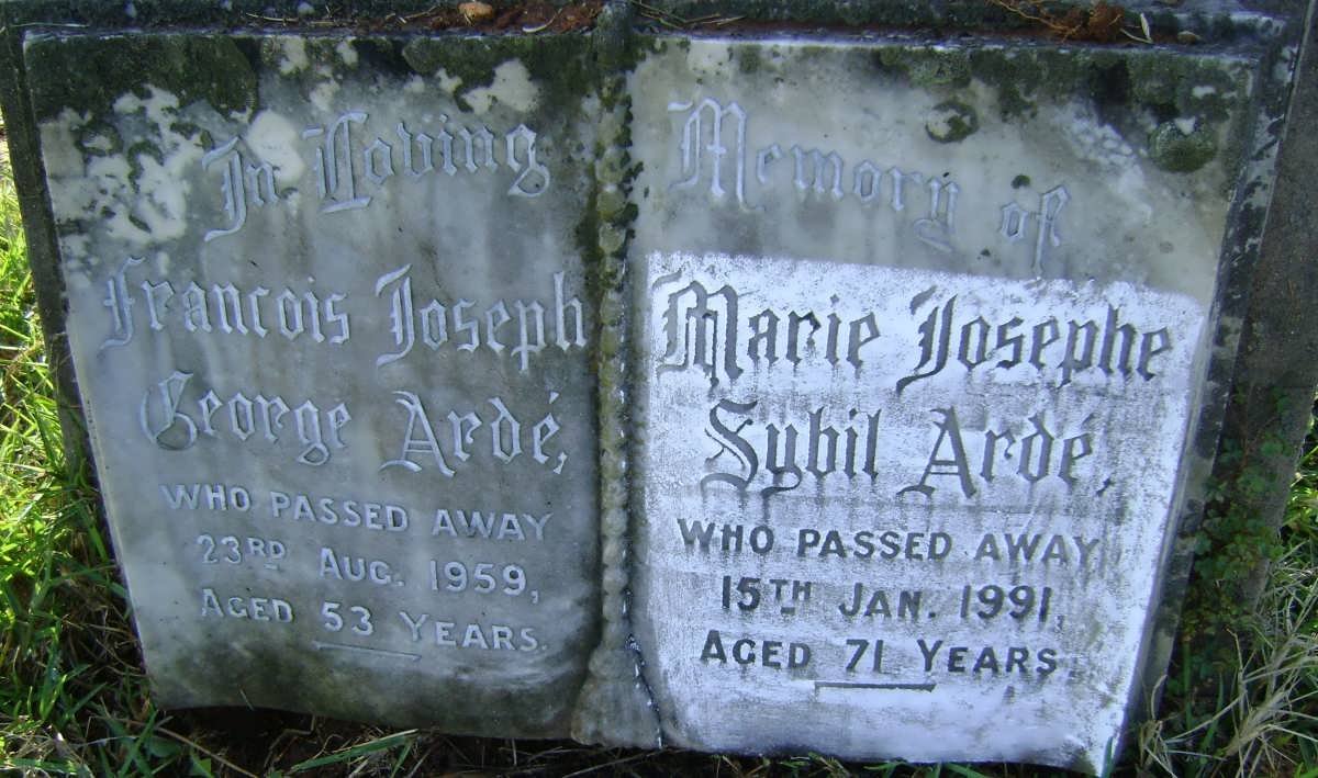 ARDÉ Francois Joseph George -1959 &amp; Mary Josephe Sybil -1991