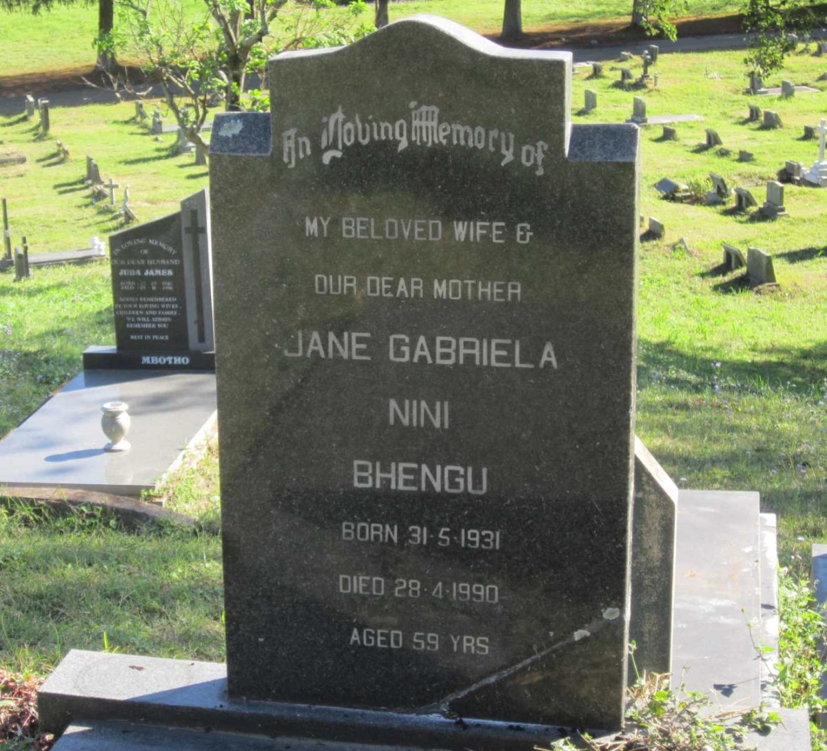 BHENGU Jane Gabriela Nini 1931-1990