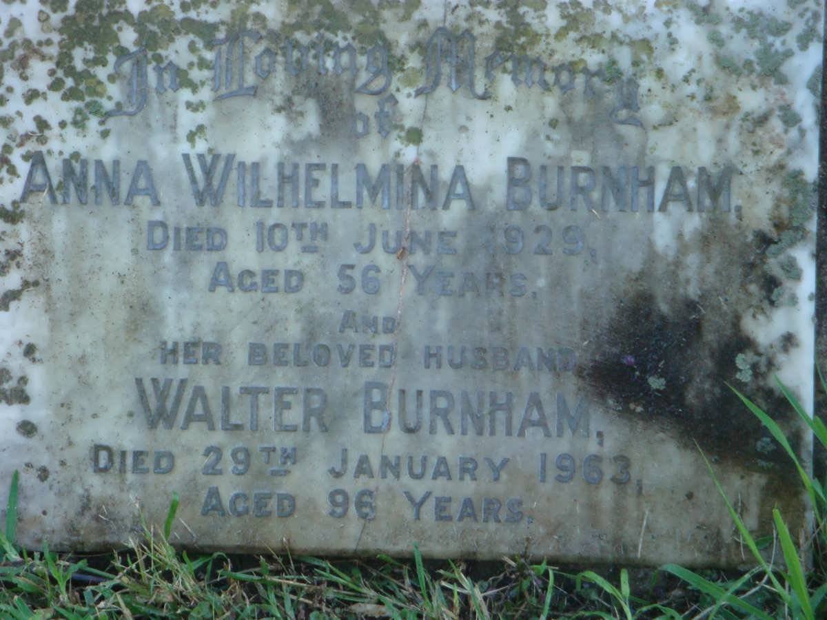 BURNHAM Walter -1963 &amp; Anna Wilhelmina -1929