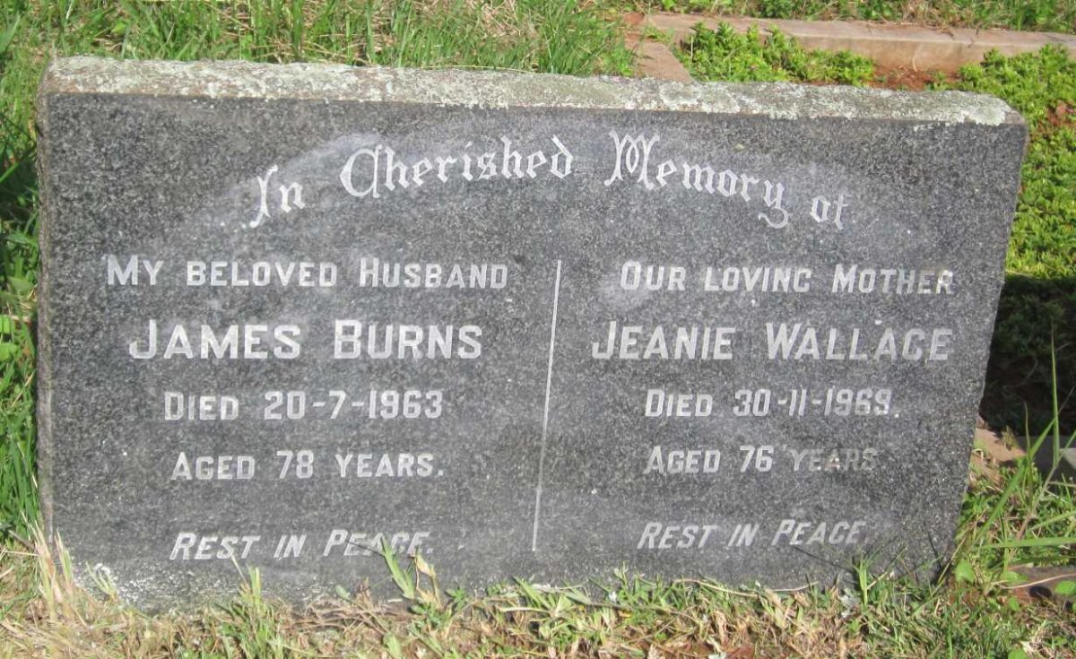 BURNS James  -1963 &amp; Jeanie WALLACE 1969