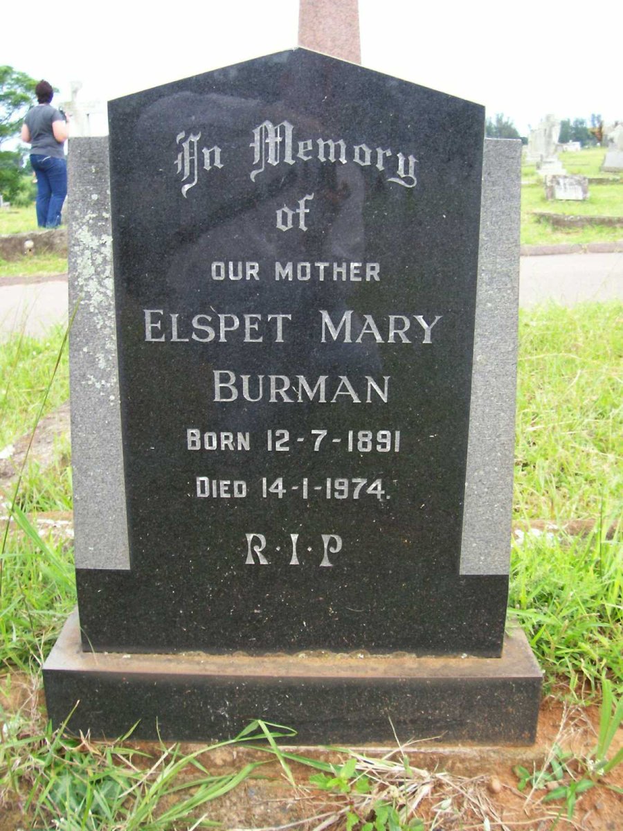 BURMAN Elspet Mary 1891-1974