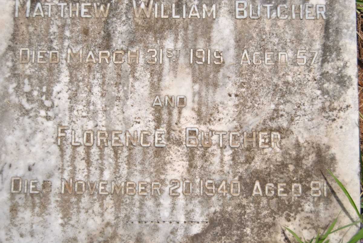 BUTCHER Matthew William -1919 &amp; Florence -1940