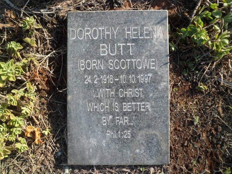 BUTT Dorothy Helena nee SCOTTOWE 1916-1997