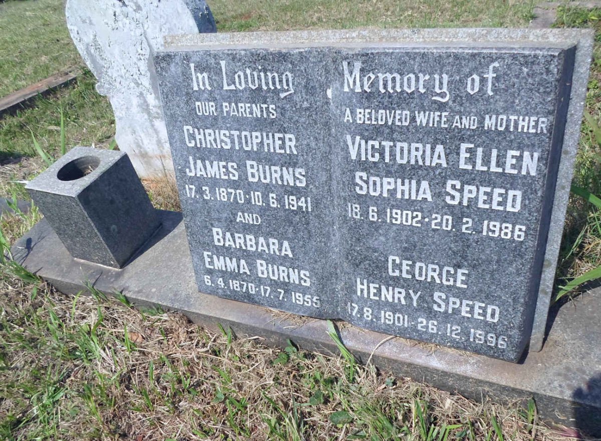 BURNS Christopher James 1870-1941 &amp; Barbara Emma 1870-1955