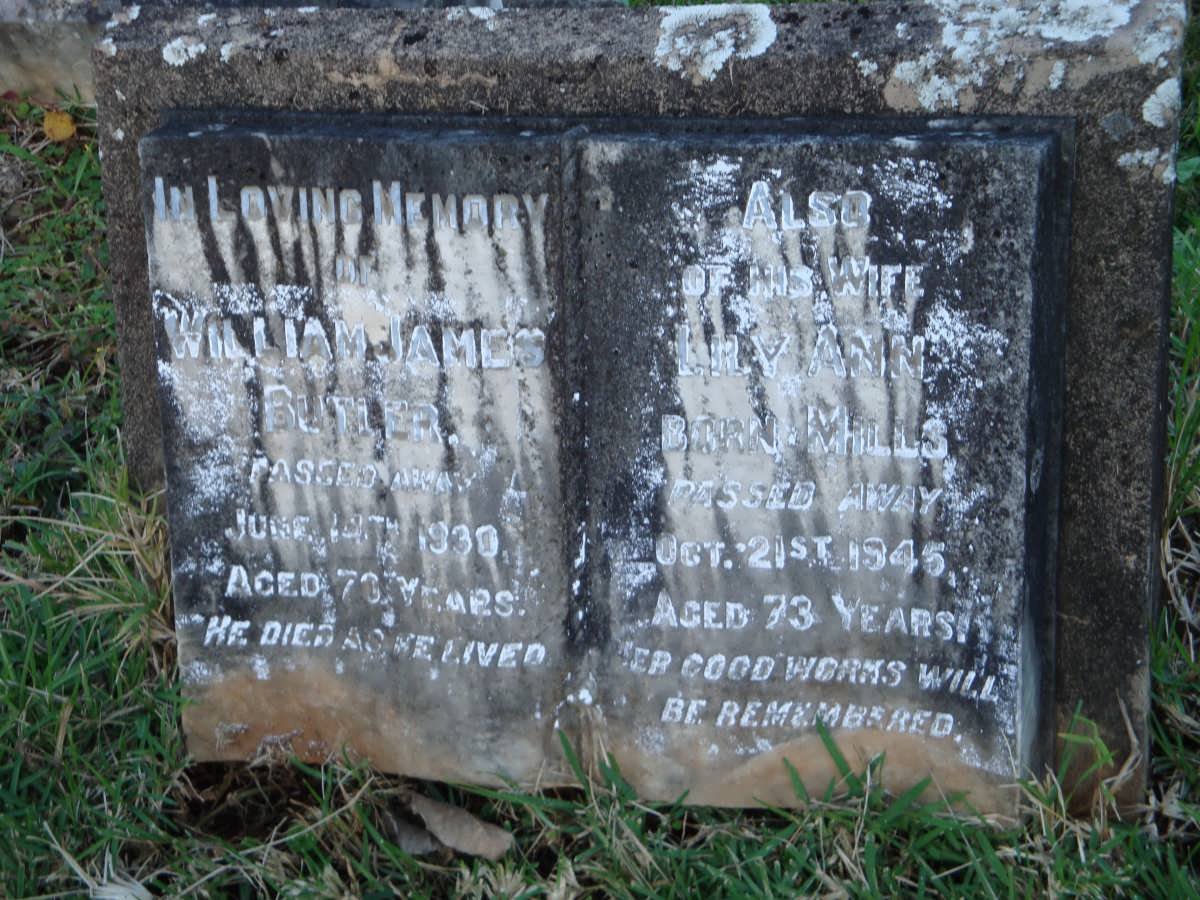 BUTLER William James -1930 &amp; Mary Ann MILLS -1945