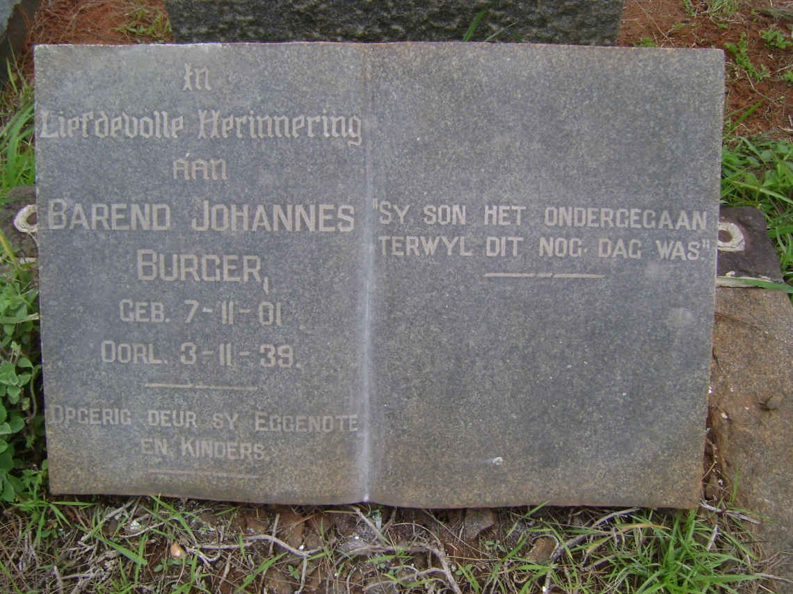 BURGER Barend Johannes 1901-1939