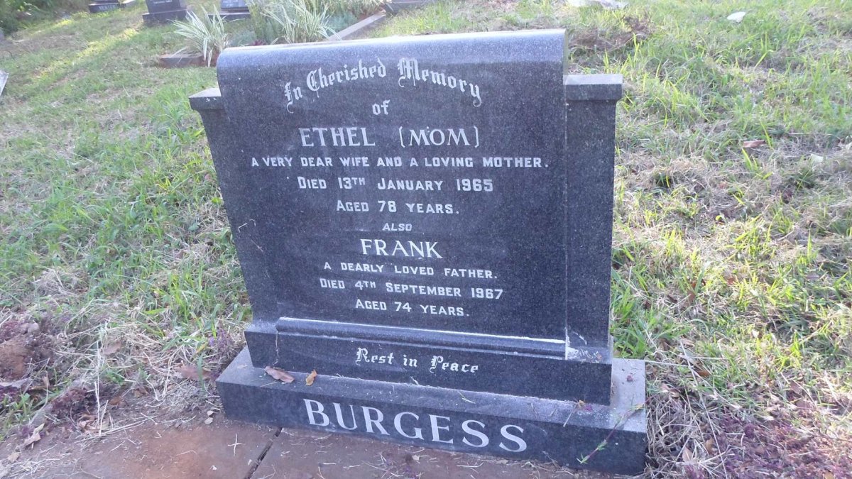 BURGESS Frank -1967 &amp; Ethel -1965