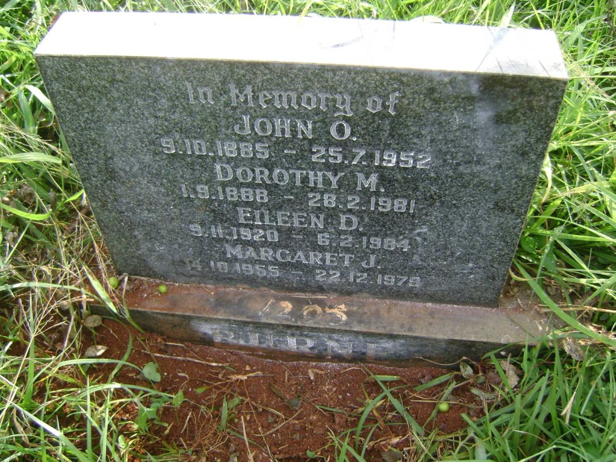 BURNE John O. 1885-1952 &amp; Dorothy M. 1888-1981 :: BURNE Eileen D. 1920-1984 :: BURNE Margaret J. 1955-1979