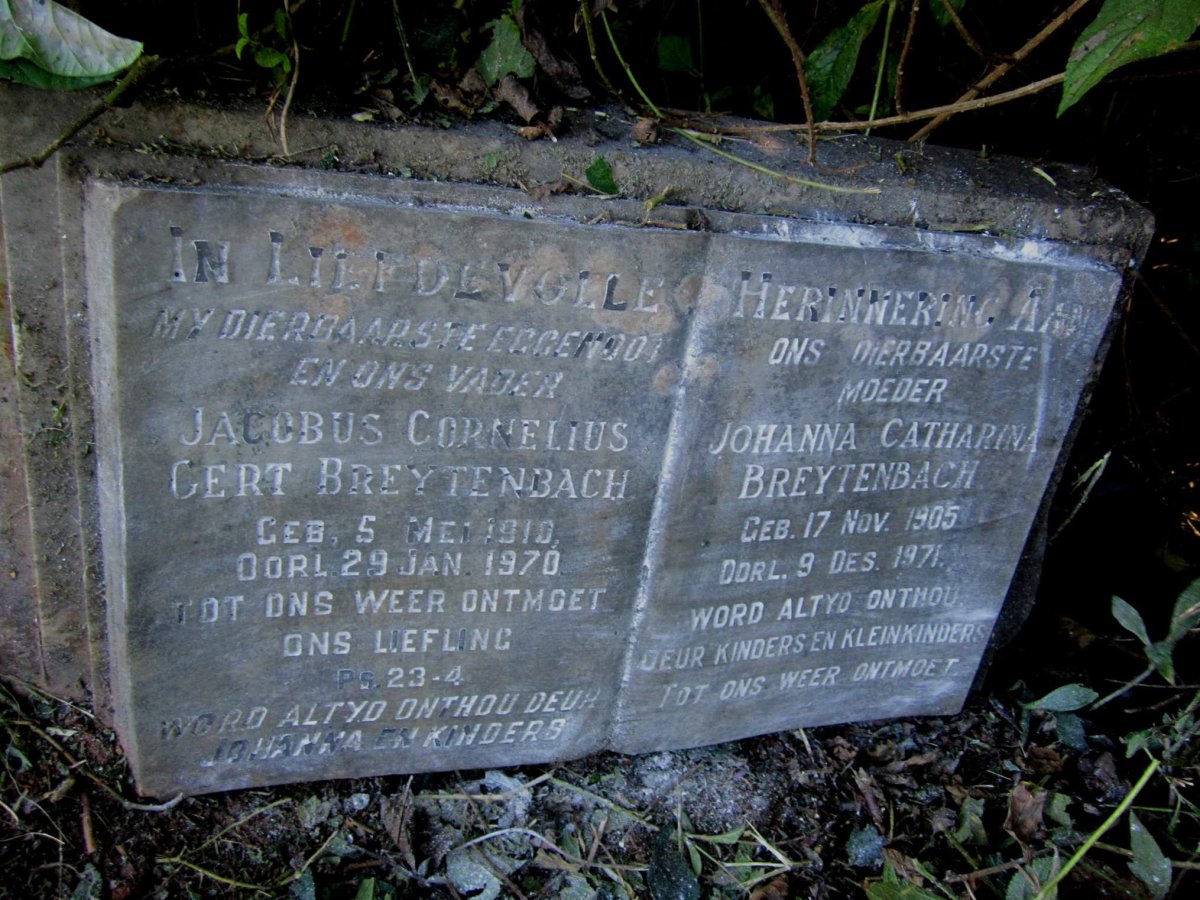 BREYTENBACH Jacobus Cornelius Gert 1910-1970 &amp; Johanna Catharina 1905-1971