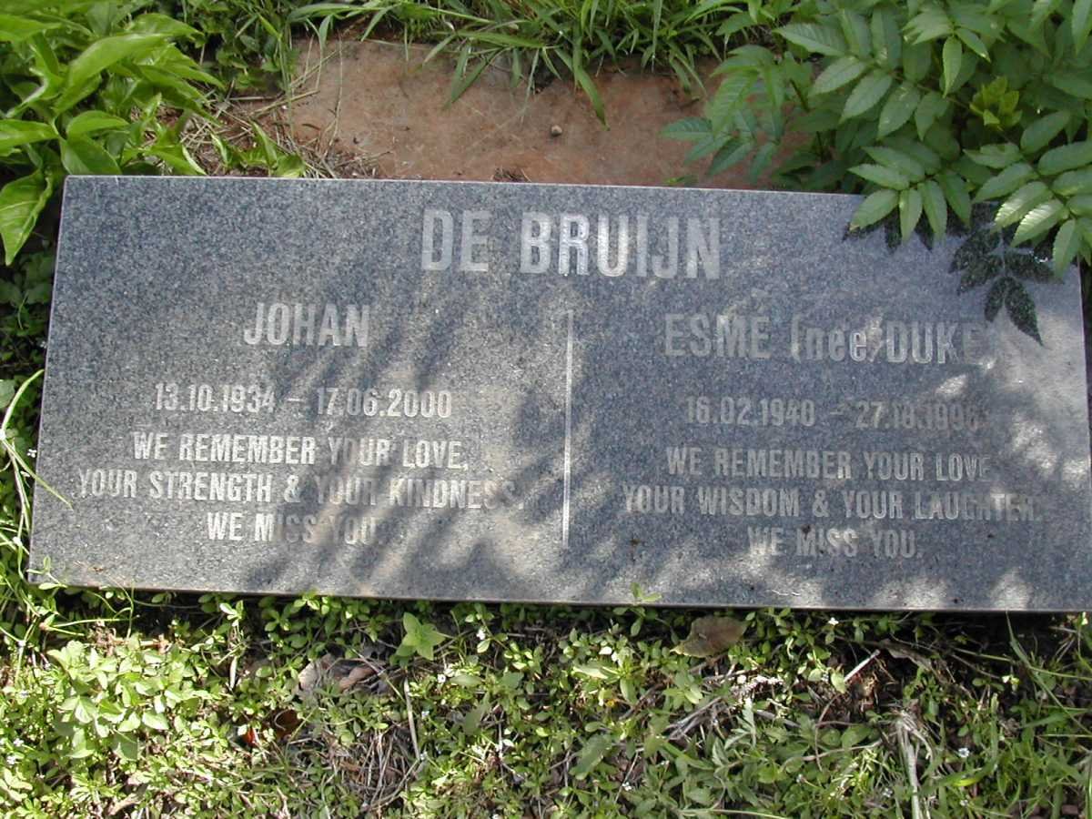 BRUIJN Johan, de 1934-2000 &amp; Esme DUKE 1940-1996