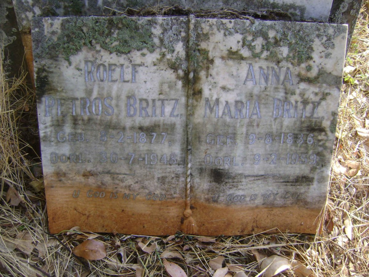 BRITZ Roelf Petros 1877-1948 &amp; Anna Maria 1886-1959