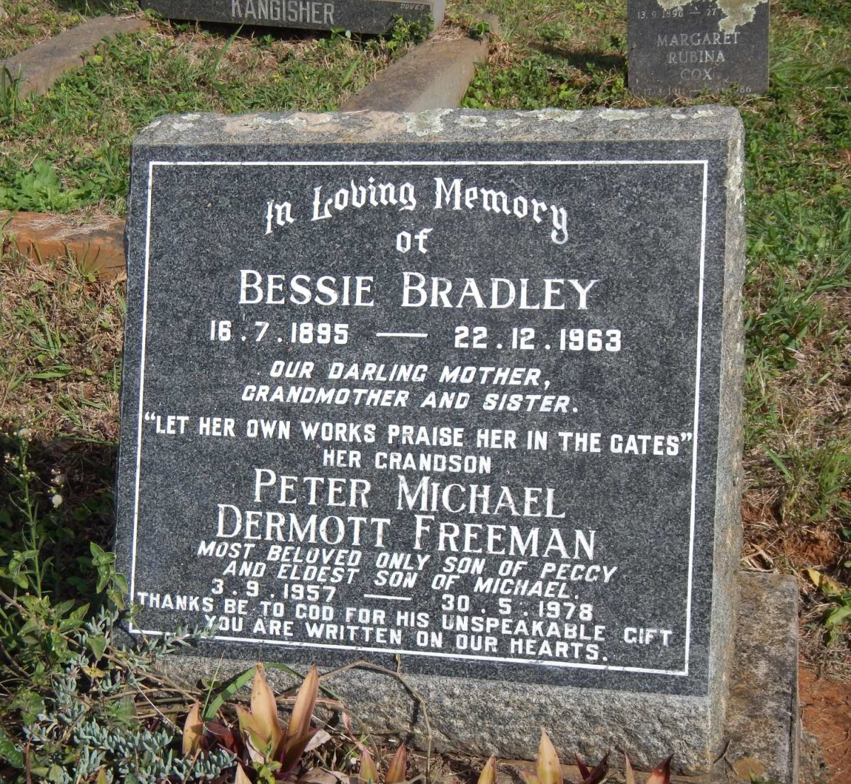 BRADLEY Bessie 1895-1963 :: FREEMAN Peter Michael Dermott 1957-1978