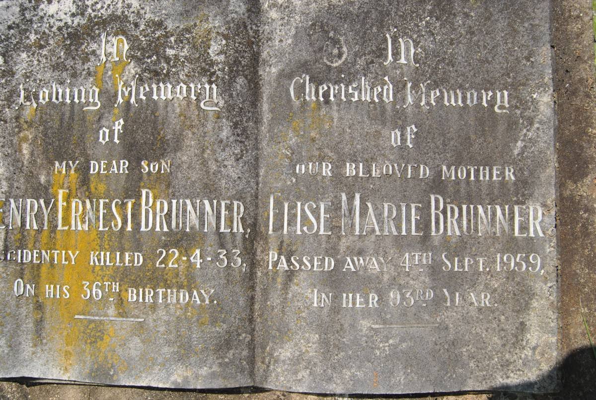 BRUNNER Henry Ernest -1933 &amp; Elise Marie -1959
