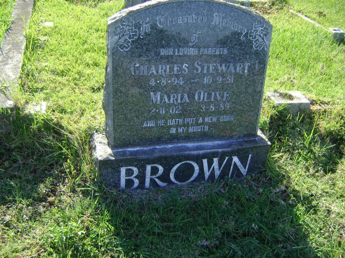 BROWN Charles Stewart -1894-1951 &amp; Maria Olive 1902-1989