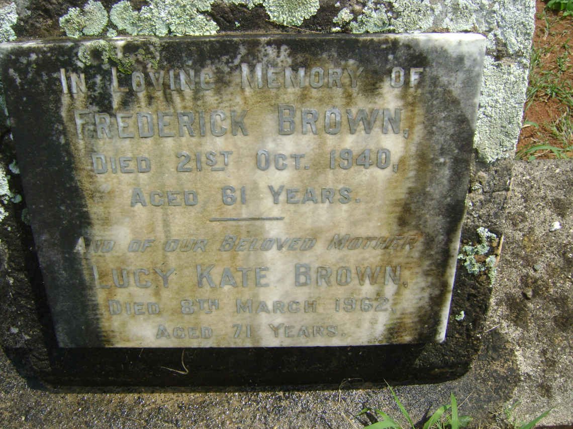 BROWN Frederick -1940 &amp; Lucy Kate -1962