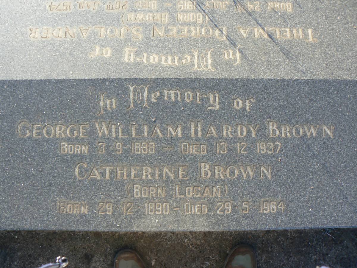 BROWN George William Hardy 1888-1937 &amp; Catherine LOGAN 1890-1964