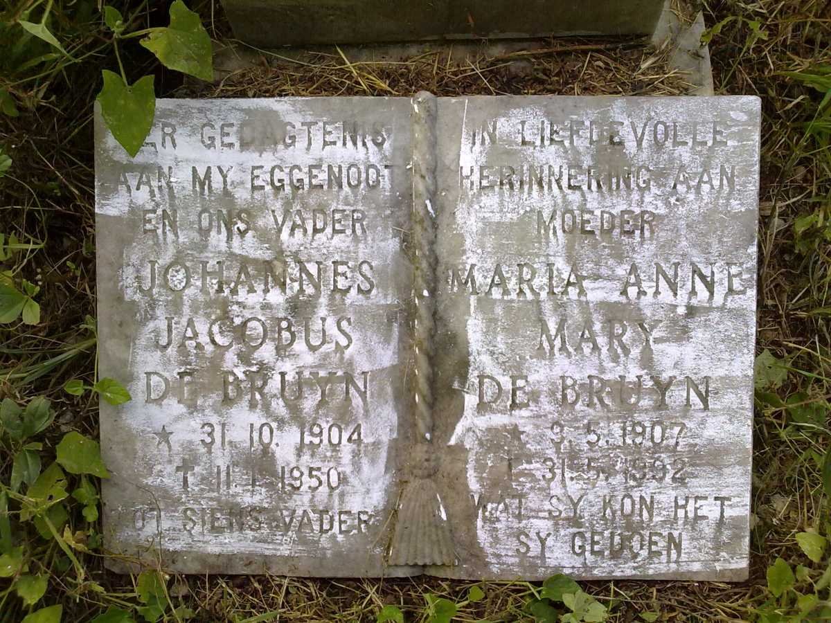 BRUYN Johannes Jacobus, de 1904-1950 &amp; Maria Anne Mary 1907-1992
