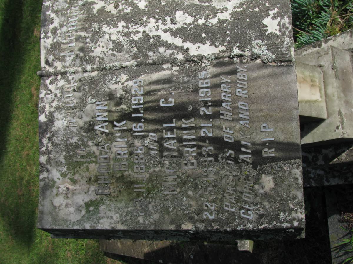 BRINK Michael C. 1853-1965 &amp; Rhoda Ann 1866-1929