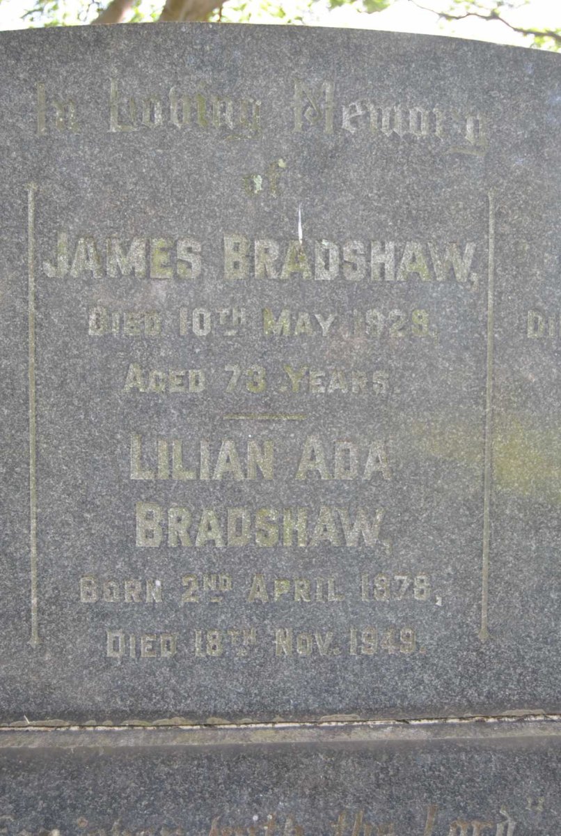 BRADSHAW James -1929 &amp; Lilian Ada 1878-1949