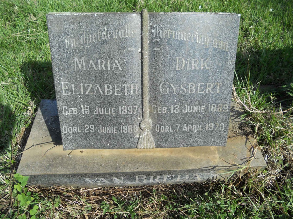 BREDA Dirk Gysbert, van 1889-1970 &amp; Maria Elizabeth 1897-1968