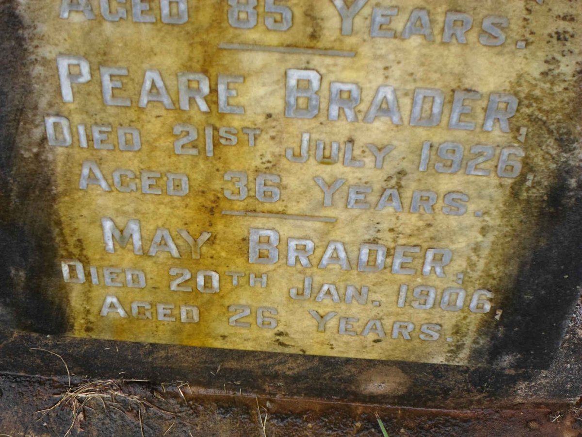 BRADER S.C. -1943 :: BRADER Edward Barwell -1937 :: BRADER Peare -1926 :: BRADER May -1906