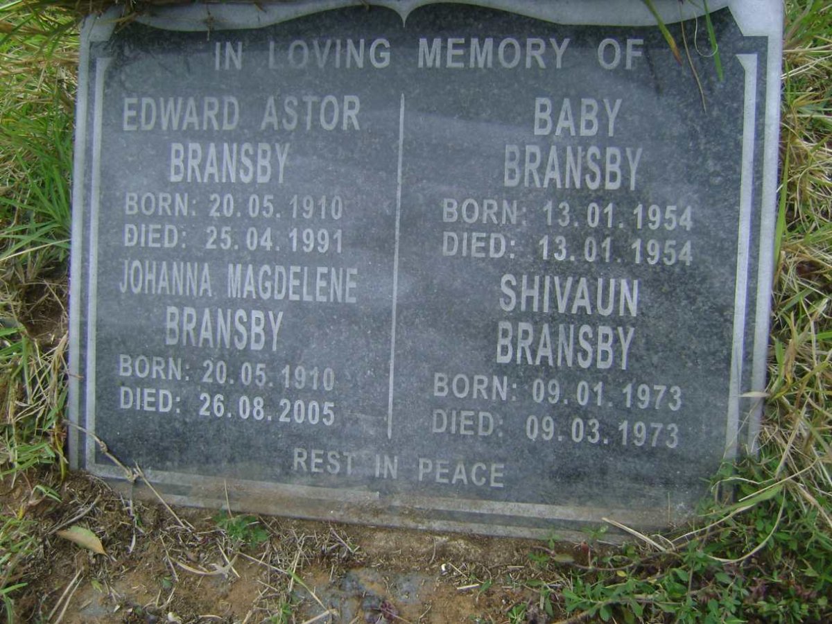 BRANSBY Edward Astor 1910-1991 :: BRANSBY Johanna Magdelene 1910-2005