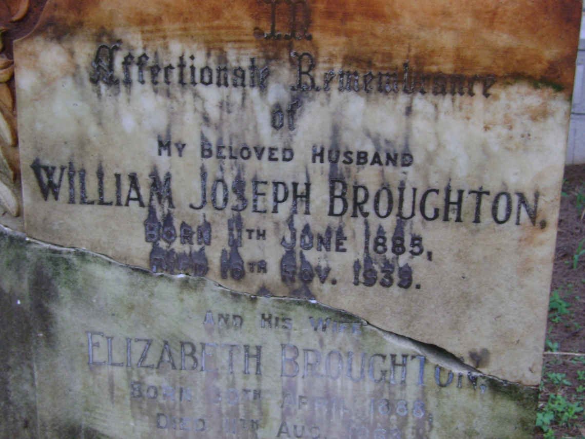 BROUGHTON William Joseph 1885-1939 &amp; Elizabeth 1888-1963
