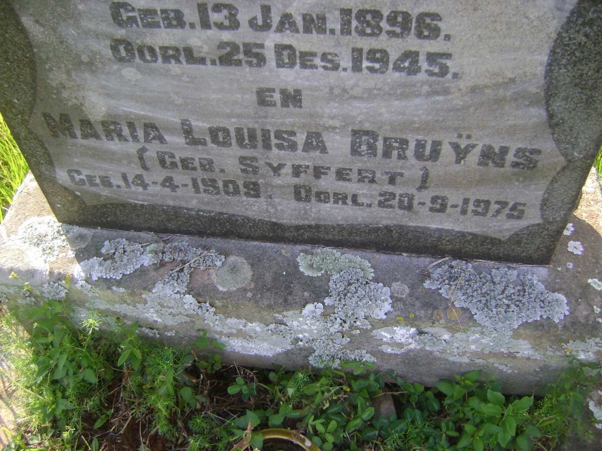 BRUYNS Hendrik Fredrik 1896-1945 &amp; Maria Louisa SYFFERT 1909-1975