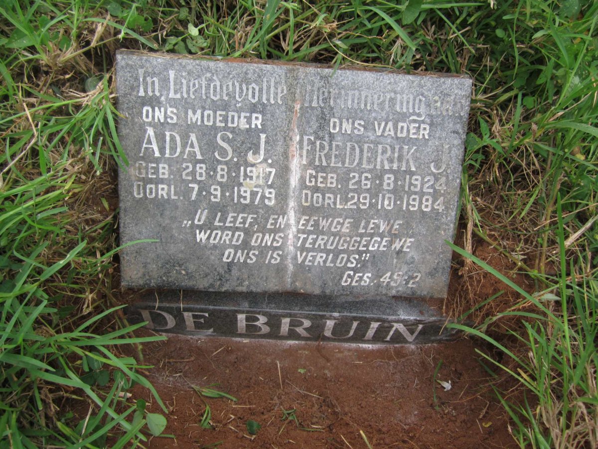 BRUIN Frederik J., de 1924-1984 &amp; Ada S.J. 1917-1979
