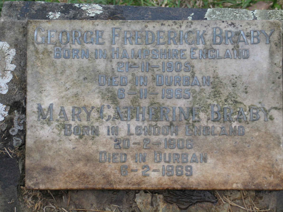 BRABY Frederick George 1905-1965 &amp; Mary Catherine 1906-1969