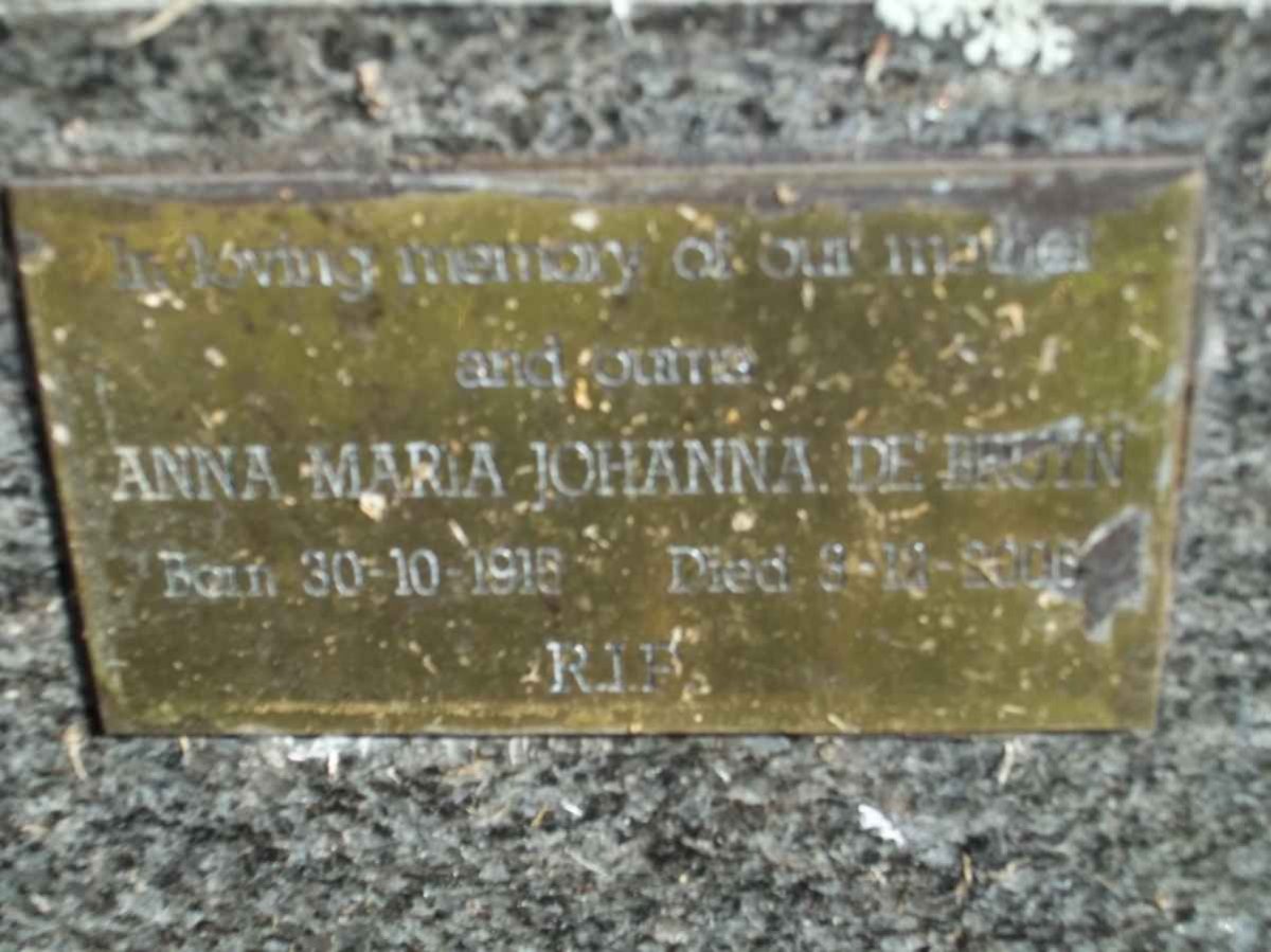BRUYN Anna Maria Johanna, de 1915-2006