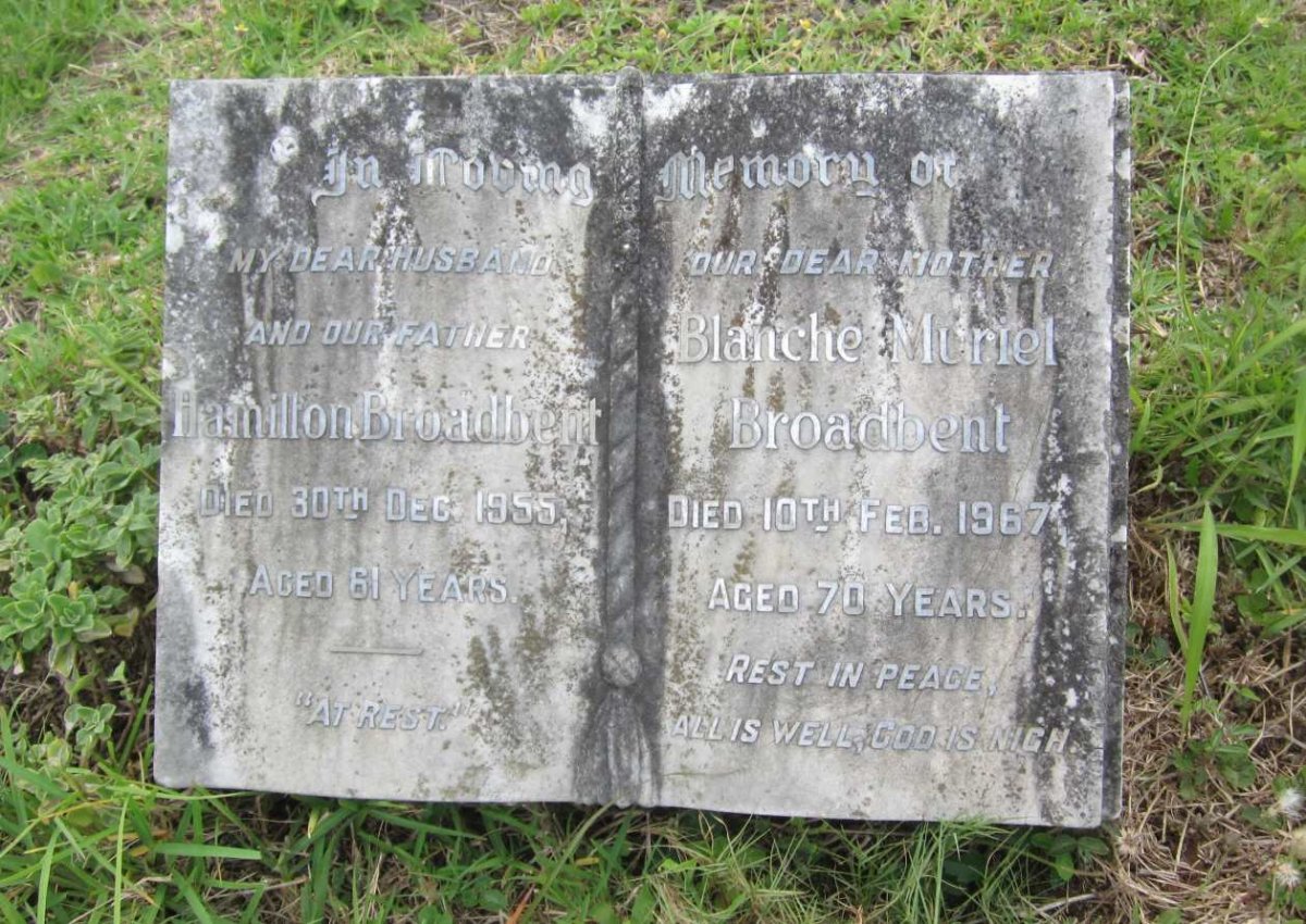BROADBENT Hamilton -1955 &amp; Blanche Muriel -1967