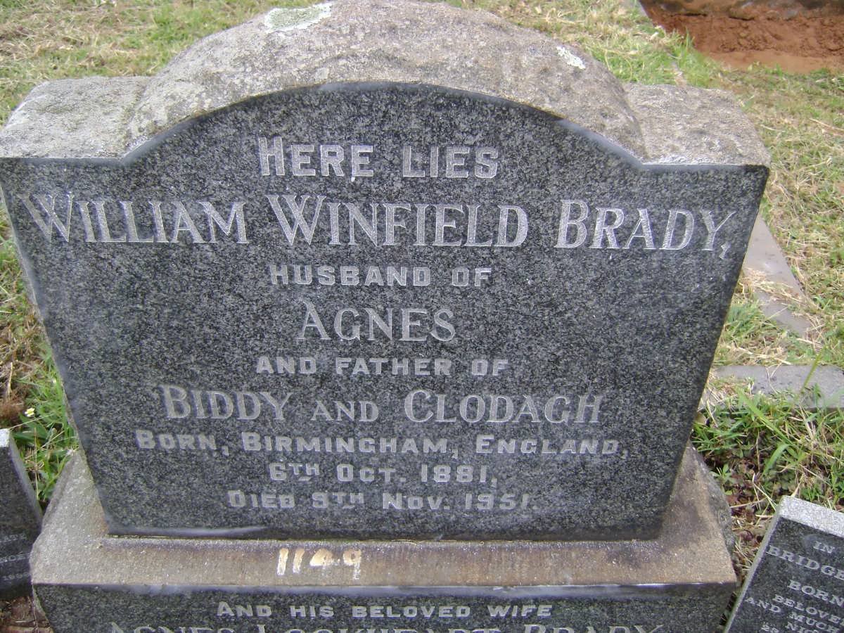 BRADY William Winfield 1881-1951 