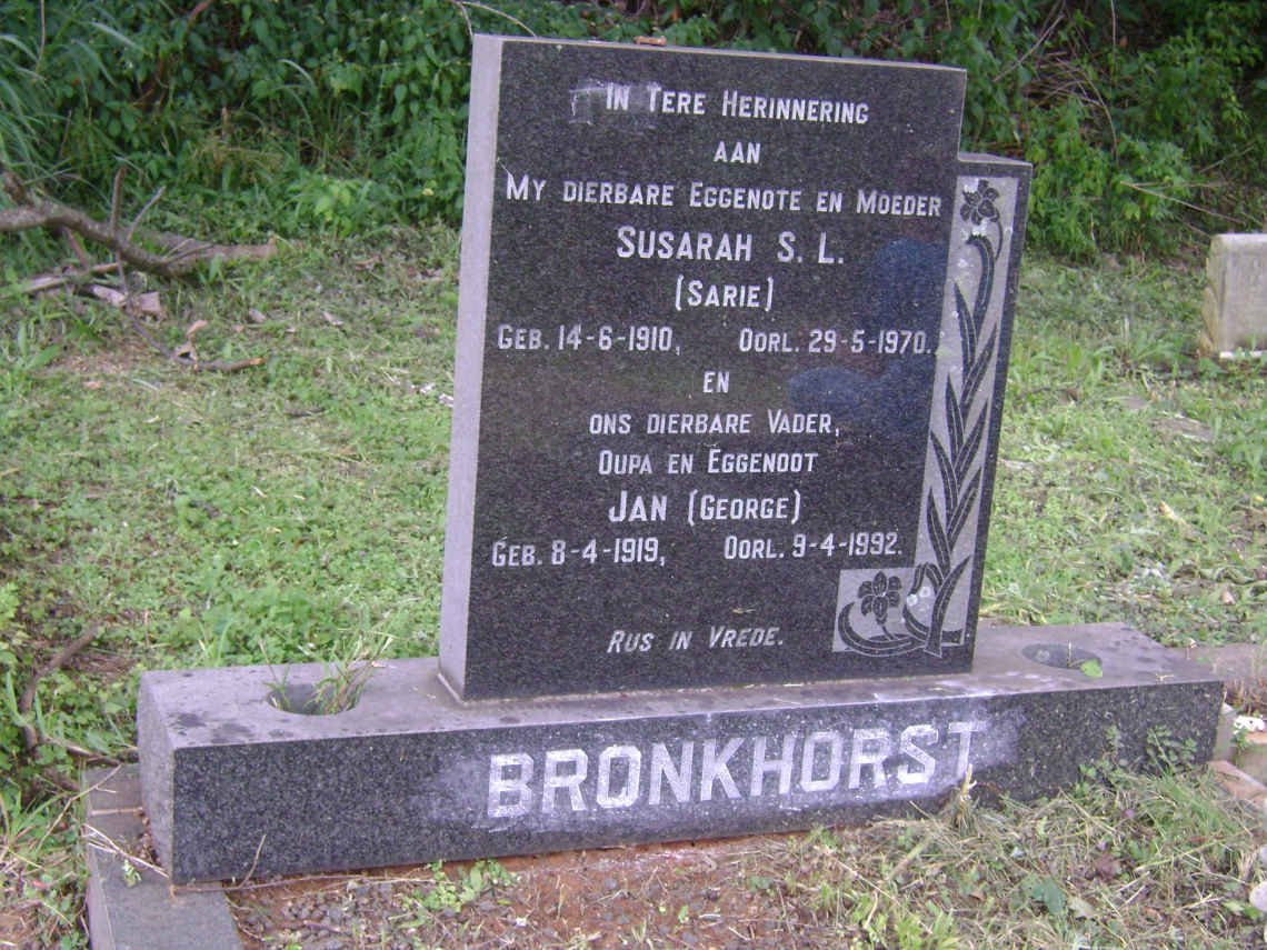 BRONKHORST Jan 1919-1992 &amp; Susarah S.L. 1910-1970 :: BRONKHORST Rita E.-1946