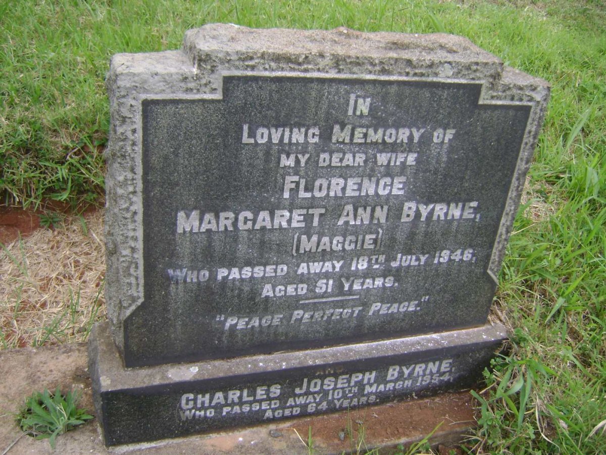 BYRNE Charles Joseph -1954 &amp; Florence Margaret Ann -1946