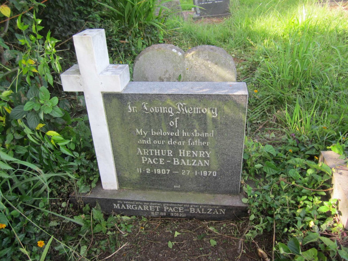 BALZAN Arthur Henry, PACE 1907-1970 &amp; Margaret 1918-2011
