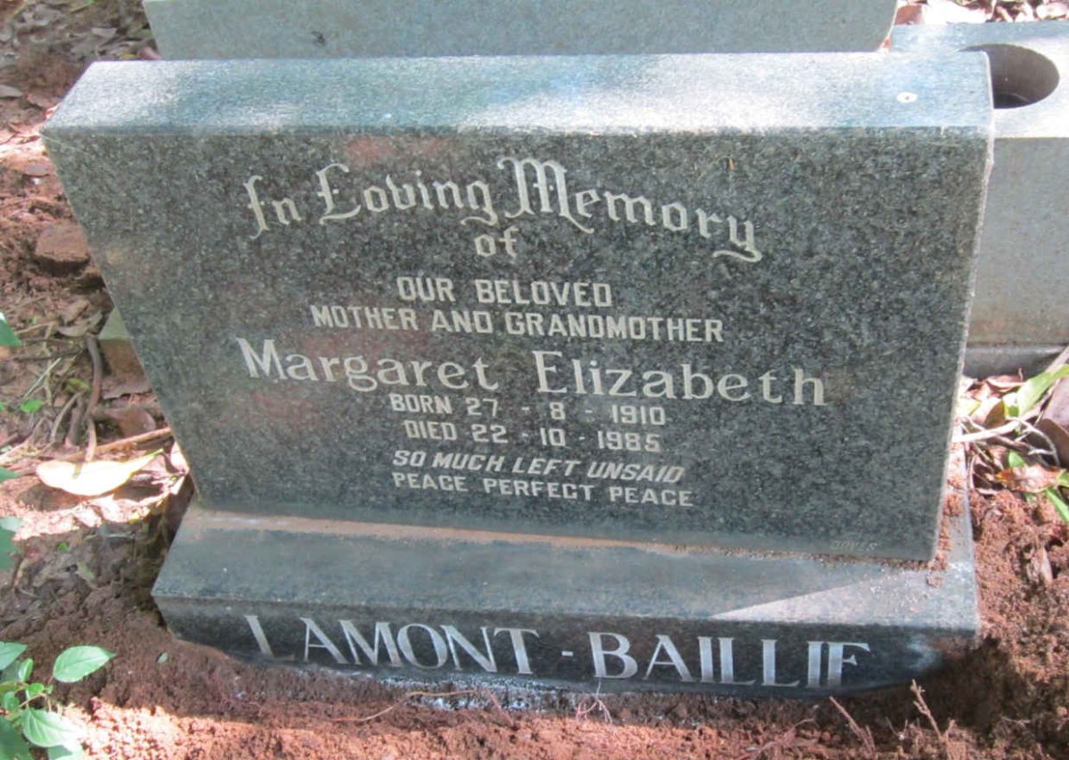 BAILLIE Margaret Elizabeth, Lamont 1910-1985