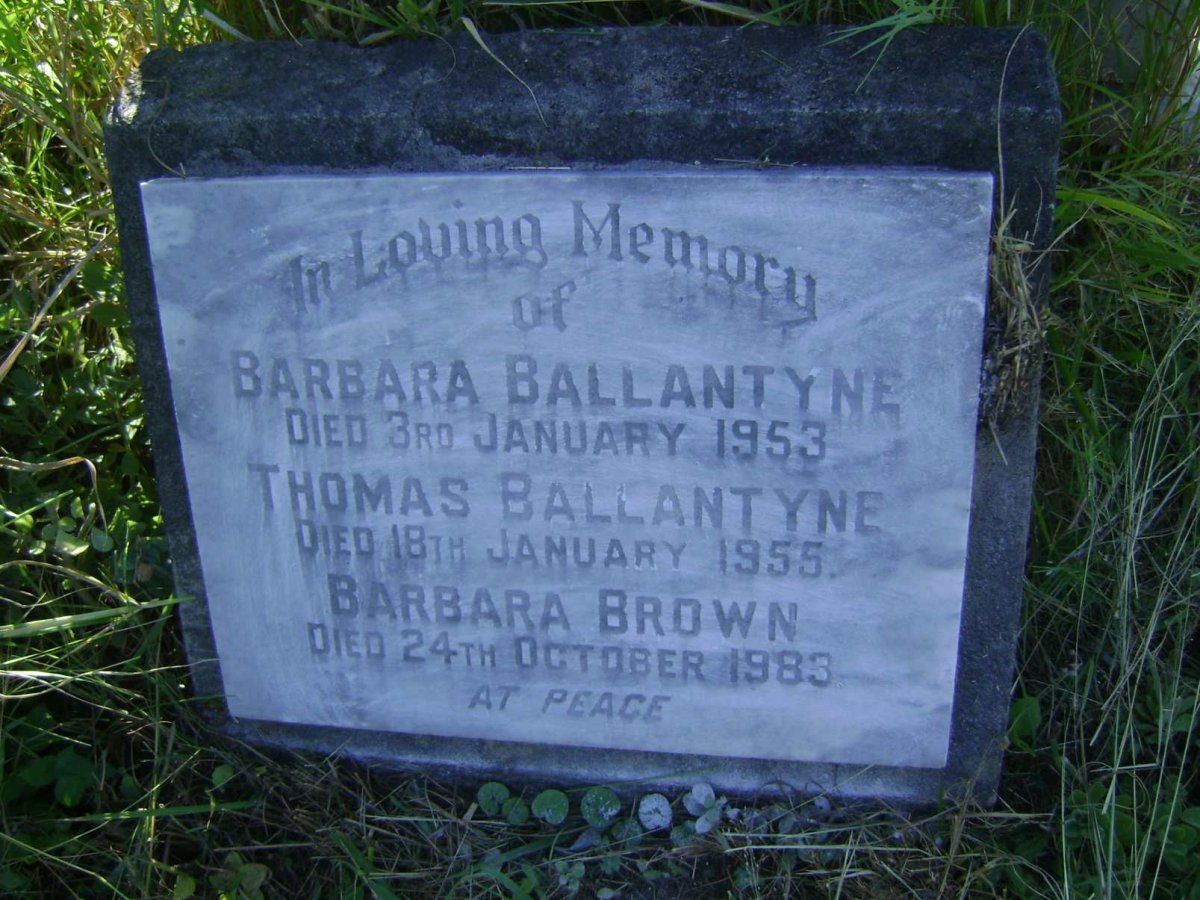 BALLANTYNE Thomas -1955 &amp; Barbara -1953 :: BROWN Barbara -1983