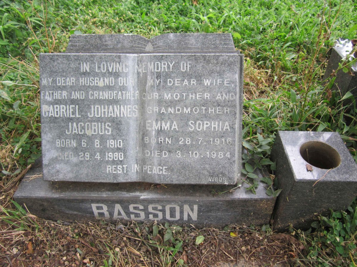 BASSON Gabriel Johannes Jacobus 1910-1980 &amp; Emma Sophia 1916-1984
