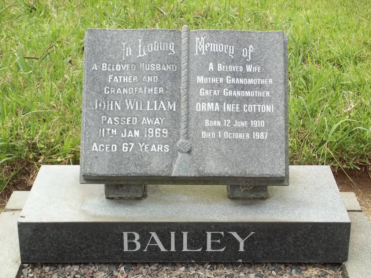 BAILEY John William -1969 &amp; Orma COTTON 1910-1987
