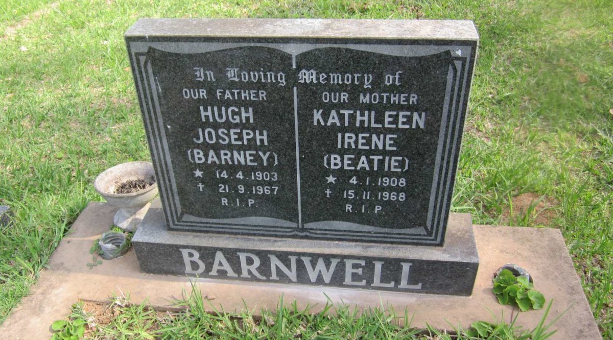 BARNWELL Hugh Joseph 1903-1967 &amp; Kathleen Irene 1908-1968