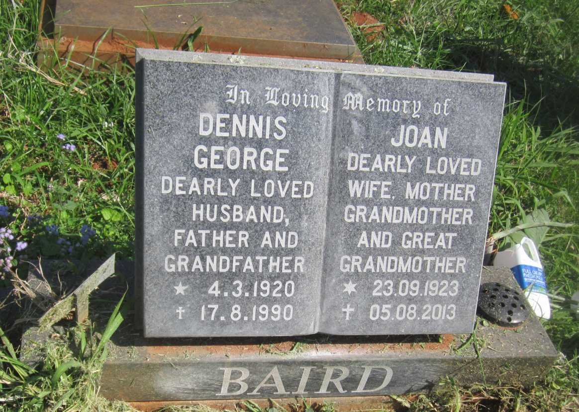 BAIRD Dennis George 1920-1990 &amp; Joan 1923-2013
