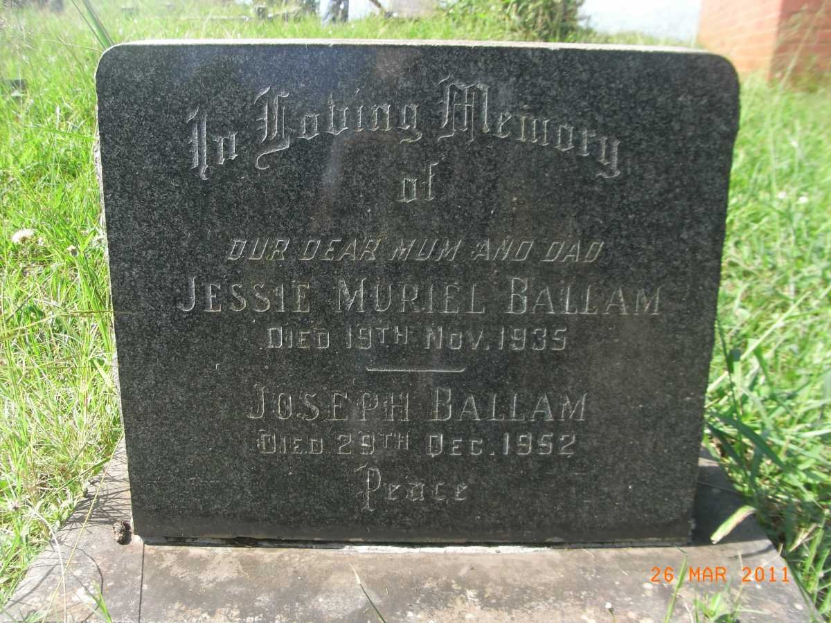 BALLAM Joseph -1952 &amp; Jessie Muriel -1935