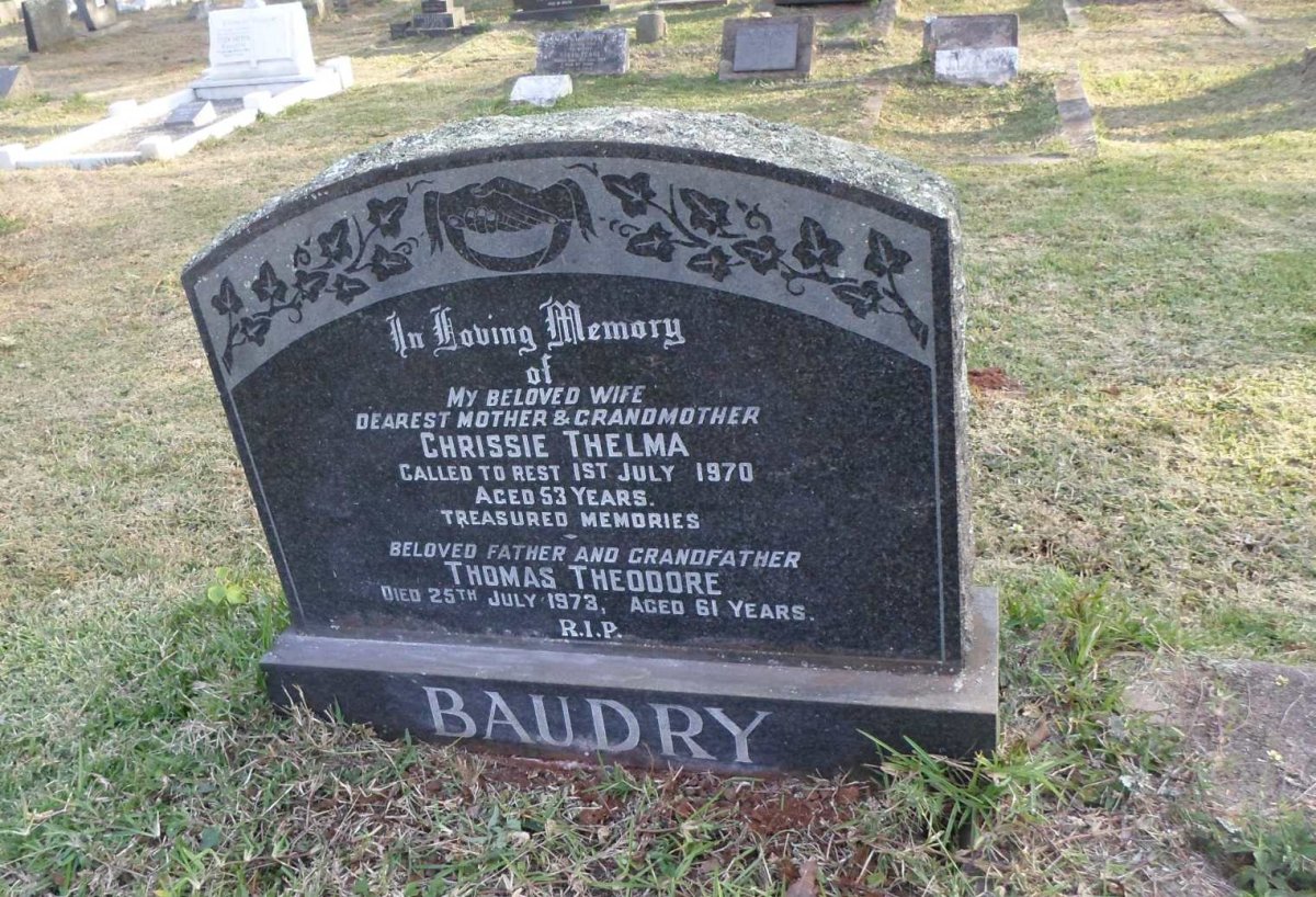 BAUDRY Thomas Theodore -1973 &amp; Chrissie Thelma -1970